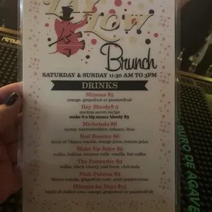 Weekend brunch menu