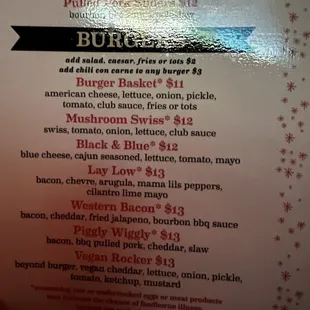 Happy hour menu