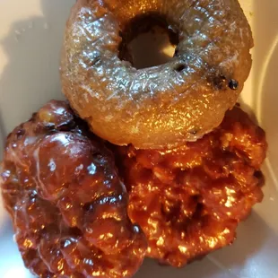 Apple fritters Blueberry donuts