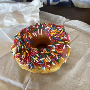 Glazed yeast with sprinkles, grandson's favorite!