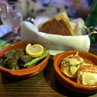 Warak Jnab (Dawali) - Grape Leaves &amp; Hummus