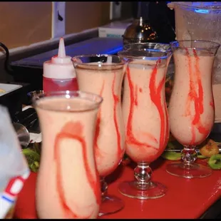 a row of drinks