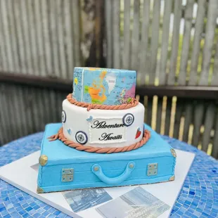 Custom baby shower cake - adventure awaits theme