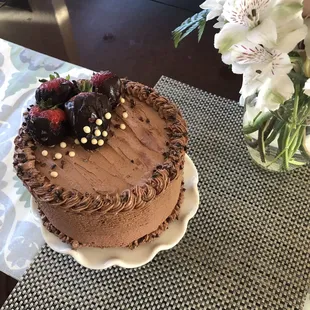 Custom chocolate and berry cake