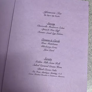 menu