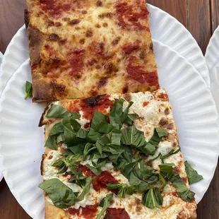 (Top) Cheese Slice, (Bottom) Margherita Pizza