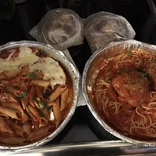 Delivery- Chicken Parm and Spaghetti with Meatballs