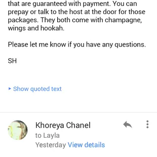 This is the email between layla lounge and i. They claim this was a mistake they do not have free tables.