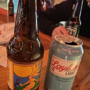 a beer and a can