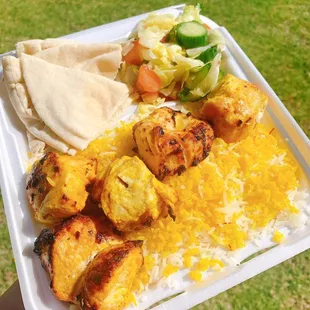 Chicken kabob with basmati rice