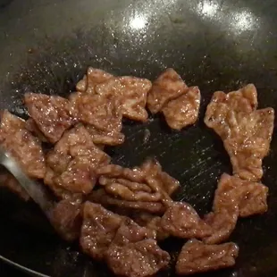 Some of their rehydrated shredded soy fried up at home