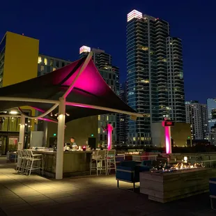 Bar at night facing city, opposite view is SD Bay