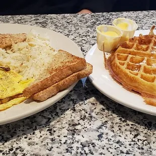 Veggie omlet and waffle.. so good.