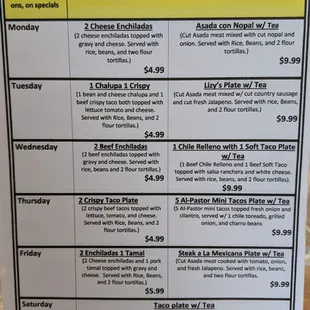 Lunch specials 11am-3pm
