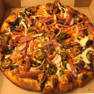 Pizza Southwest!!! We get it without bell peppers.  But it&apos;s delicious!!