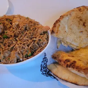 Naan and fried rice