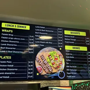 Menu with spacial dishes