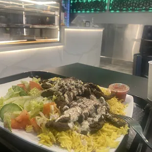 Lamb Shawarma plate (18.95)