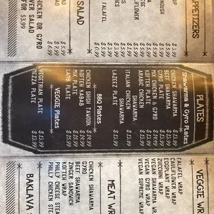 menu