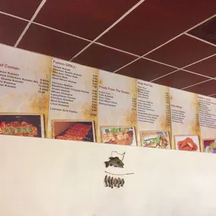 the menu on the wall