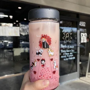 Strawberry Green Milk Tea w/ agar boba