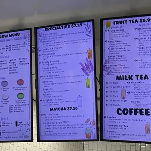 Menu as of 8/31