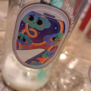 a close up of a bottle of milk