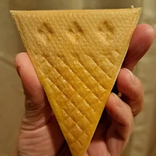 The ice cream rolls come with a wafer cookie that's shaped like an ice cream cone