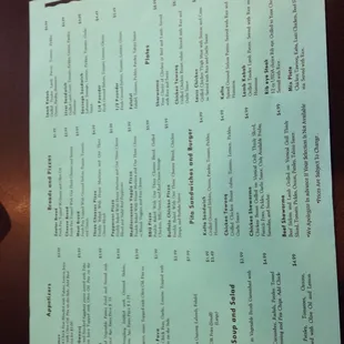 menu