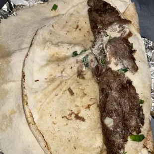Inside shawarma wrap