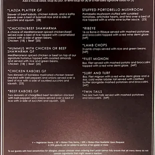 a menu for a restaurant
