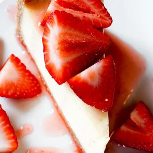 New York Style Cheesecake-- 3 different toppings available (fudge, caramel, fresh strawberries)
