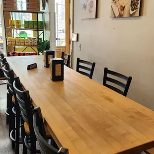 a long table with chairs