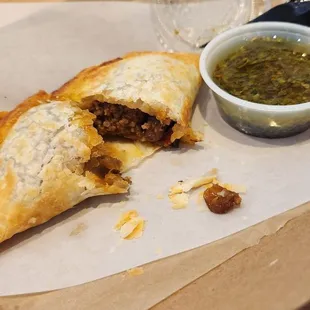 Beef Empanada with Chimichurri sauce
