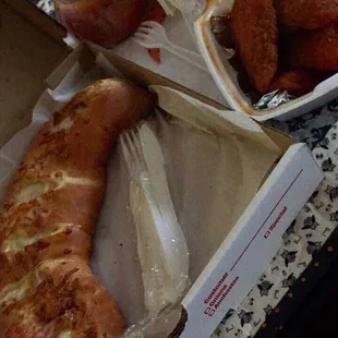 Stromboli and boneless buffalo chicken tenders