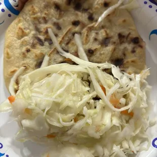 Pupusas (bean &amp; cheese) with cabbage