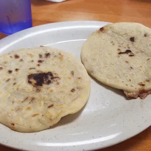 2 pupusas - beans and cheese