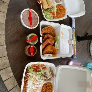 Enchiladas, Barrilla Tacos, and chimichangas