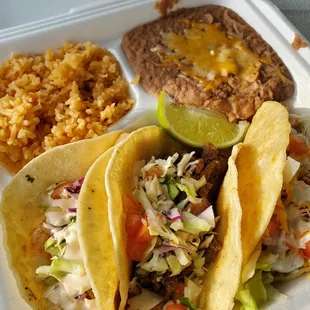 Taco plate - shrimp, carne asada, chicken