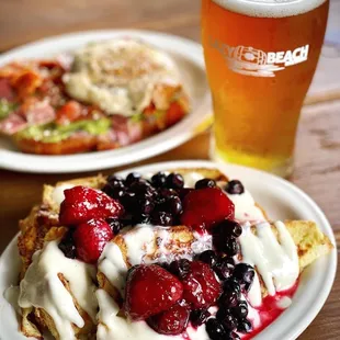 Mother's Day brunch French toast, avocado toast, and road of gold ipa.