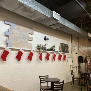 christmas stockings hung on the wall