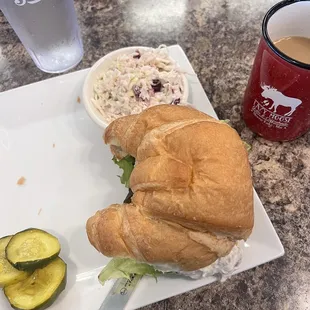 Almond Cranberry Croissant with cranberry coleslaw ft. Bread and buttered pickles