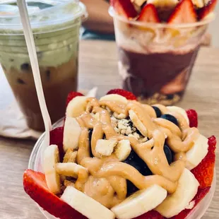 a bowl of fruit and yogurt