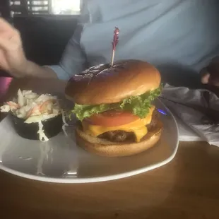 American Burger and Coleslaw
