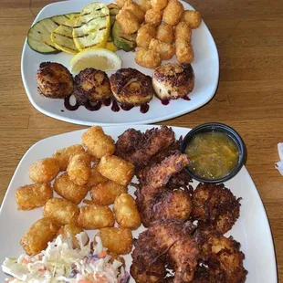 Coconut Shrimp &amp; Blackened Scallops