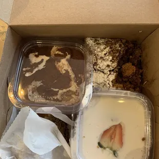 A box full of treats I cdn&apos;t eat. &amp; left by trash. See the single bite I took from the shortcake before aborting the mission?