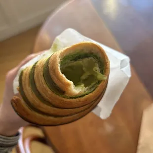 Matcha croissant with matcha filling