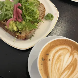 avocado toast and lavender latte