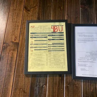 a menu and a menu