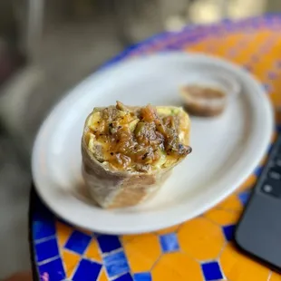 Sausage Breakfast Burrito with salsa! THIS BURRITO STANDS ON BUSINESS!